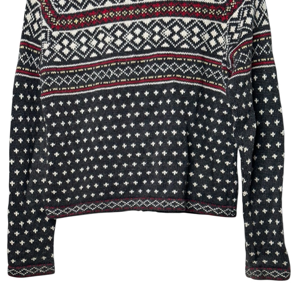 PHD Vintage 80s Ramie Cotton Toggle Scandinavian Fleur De Lis Cardigan Sweater - Picture 6 of 12